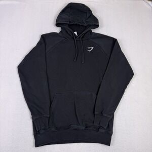 Gymshark Mens Essential Hoodie Black Size Medium Pullover Sweatshirt